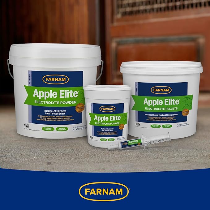 Farnam Apple Elite Electrolyte Supplement for Horses, Replaces Vital Minerals, Encourages Hydration, No Added Sugar, 7.5 lb, 40 Day Supply