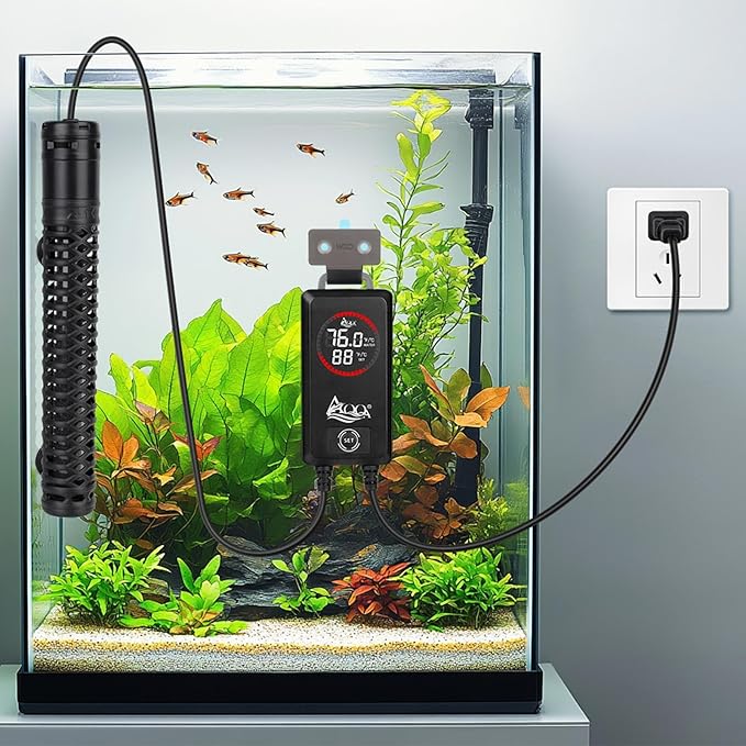 AQQA Aquarium Heater,Submersible Fish Tank Heater 59-93°F/15-34°C External Controller,Rapid Heating,Ultra-high Temperature Protection,Automatic Power-Off When Leaving Water (800W for 135-172 Gallon)