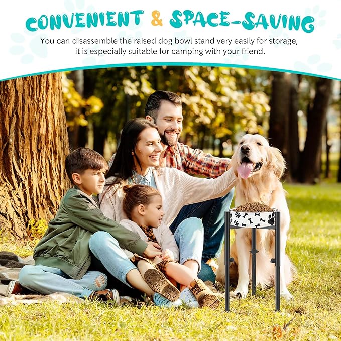 Adjustable Dog Bowls Elevated Stand- 4 Heights, Wide 6-10" -Oppro Metal Raised Tall Single Dog Food Bowl Stands Holder, Upgrade Lifted Water Feeder with Tray for Medium Large Small Breed, Black