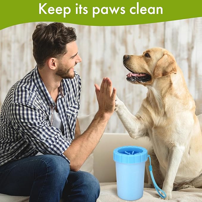 Pet Paw Cleaner Cup–Portable Dog Paw Washer with Soft Silicone Bristles–Easy to Use, Detachable, and Travel-Friendly (Blue)