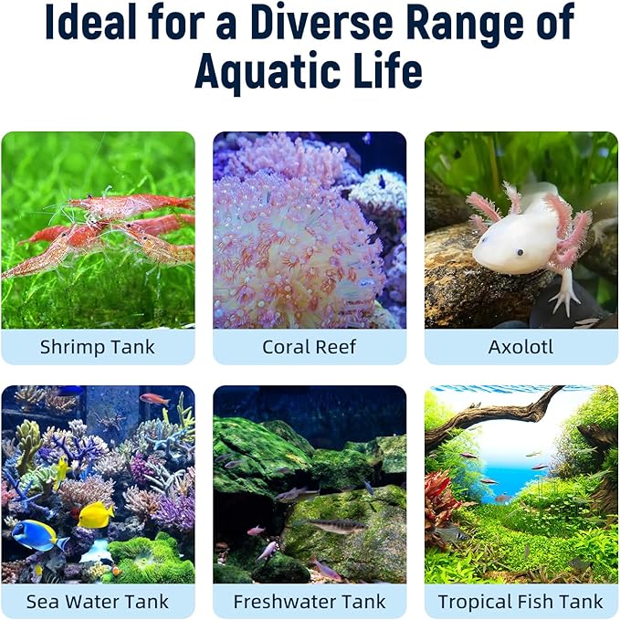 Aquarium Chiller Fan,Fish Tank Cooler with Temperature Control,Minimum Setting 59℉,Auto Start/Stop,Refrigeration Effect 5.4-9℉,3-Speed Modes,for Axolotl Seawater Freshwater Coral Grass Tank