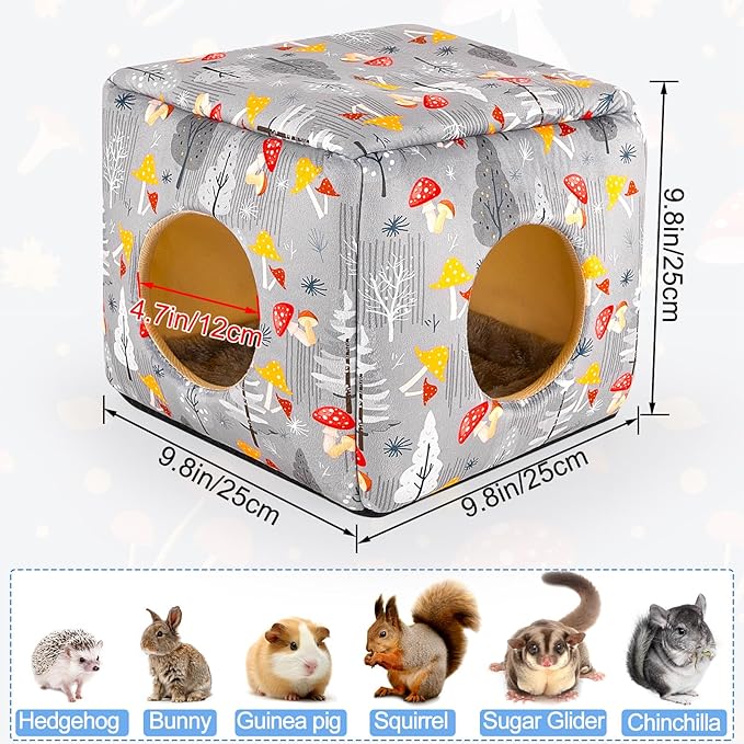 Bienbee Guinea Pig Hideout, Washable Guinea Pigs House Cozy Guinea Pigs Bed for Small Pet Bunny/Rabbit/Hamster/Chinchilla Guinea Pig Accessories Mushroom