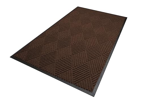 M+A Matting WaterHog Diamond | Commercial-Grade Entrance Mat with Rubber Border – Indoor/Outdoor, Quick Drying, Stain Resistant Door Mat (Dark Brown, 3' x 10')