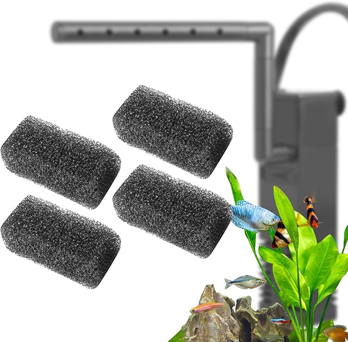 FEDOUR 4PCS Replacement Aquarium Biochemical Sponge for 3W Aquarium Filter, Aquarium Filter Sponges for Replacement (Sponge 4pcs for 3W)