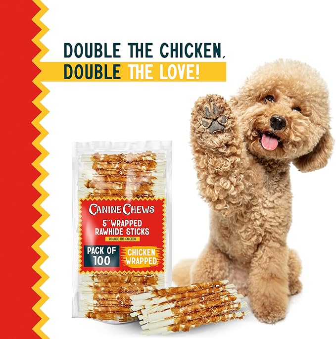 Canine Chews 5" Double Wrapped Chicken Dog Treats - 100 (Pack)
