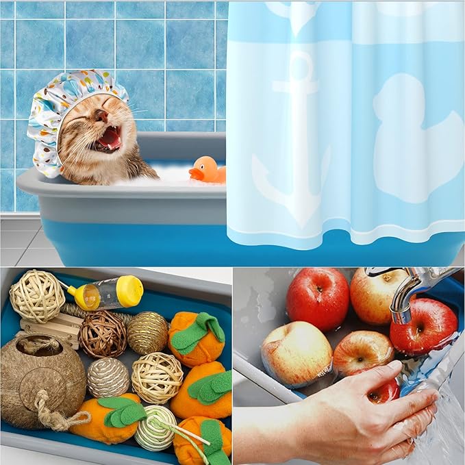 Fhiny 2PCS Open Cat Litter Box, Kitten Potty Pan Semi-Enclosed Foldable Waterproof Travel Toilet Low Entrance for Indoor Cats Small Pet Kitty Rabbit Supplies Easy to Clean and Assemble