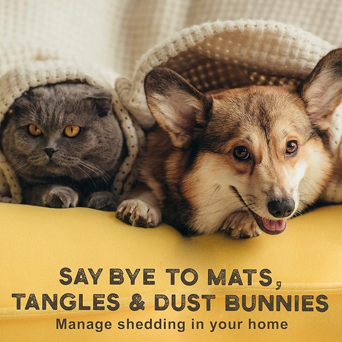 Deshedding Dog Brush - Double-Sided Pet Hair Remover for Cats & Dogs - Yellow Undercoat Grooming Rake for Shedding and Dematting