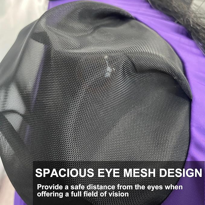 Stretchy Horse Fly Mask for Horses, Soft Lycra Equine Mesh Mask, Elasticity Horse Face Covering, Breathable&UV Protection, Violet, Full