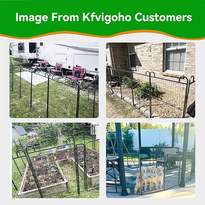 Dog Playpen Outdoor 24 Panels Heavy Duty Dog Fence 47" Height Anti-Rust with Doors Portable for RV Camping Yard, Total 54FT, 227 Sq.ft, Snowy Black