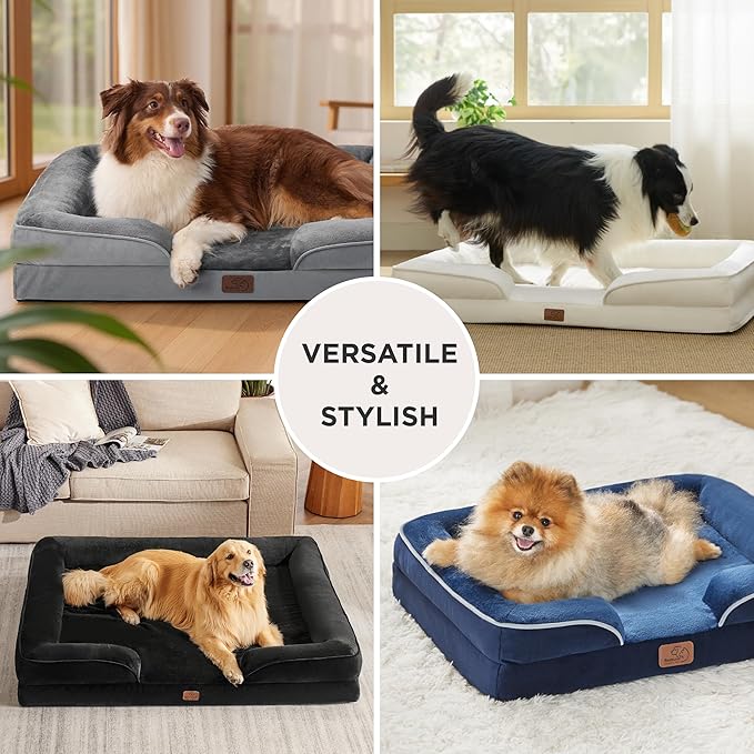 Bedsure Orthopedic Dog Beds Large Sized Dog - Washable Large Dog Cat Bed Waterproof, Comfort Dogs Couch Sofa with Washable Removable Cover, Pet Bed with Nonskid Bottom, Lavender, 35"