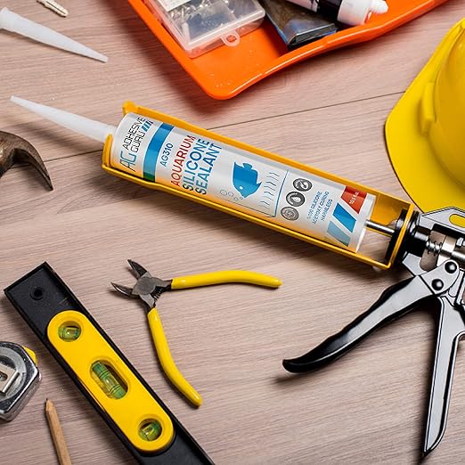 Aquarium Silicone Sealant Clear (2x10.5 floz) 100% Silicone, Waterproof Aquarium Safe, Non-Toxic Fish Tank Glue, Solvent Free, Rapid Curing, Strong Adhesion, Transparent, 2 Pack