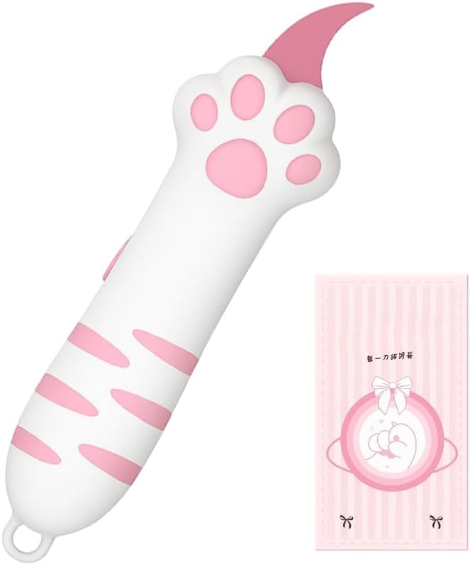 Cat Paw Retractable Box Cutter, 2025 New Cute Cat Claw Knife, Carton Cat Paper Cutter (Pink)