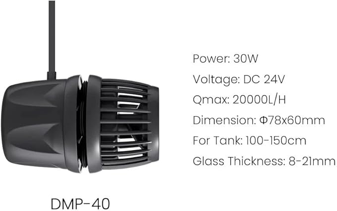 DMP-Series Aquarium Wave Maker Pump (DMP-40) – Submersible Circulation Pump for Saltwater Marine Reef Tanks, Bluetooth App Control & Smart Controller Included