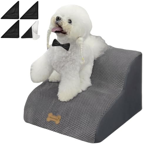 Dog Stairs for High Beds Couches 2-Step 2-5 Step Pet Stairs Steps for Small Large Dogs Cats Non-Slip Balanced Ramp Indoor Stairs with Non-Slip Sticker 30D Grey