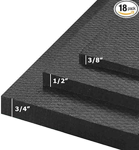 American Floor Mats - Heavy Duty Horse Stall Tiles - Thick, Durable Rubber Flooring - Solid Black, 6' x 12' Set (18 Tiles Total, 0.75" Thick) with Grip-and-Groove Pattern for Enhanced Safety