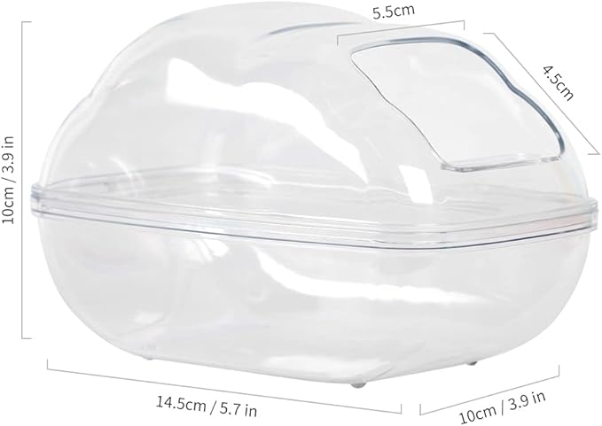 BUCATSTATE Hamster Sand Bath Container Large Hamster Toilet with Scoop Set Dust Bust Accessories for Small Animals (Transparent, Medium)