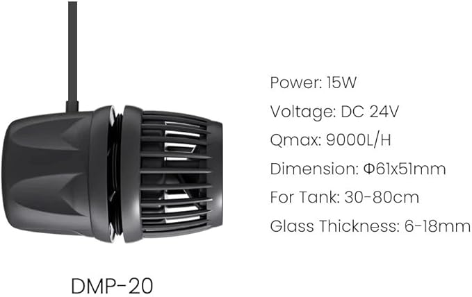 Aquarium Wave Maker Pump (DMP20) – Submersible Circulation Pump for Saltwater Marine Reef Tanks, Bluetooth App Control & Smart Controller