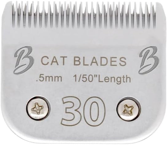 Detachable A Series 30 Blades Cat Clippers Cuts Length 1/50" - 0.5mm Japanese High Carbon Steel Cat Clipper Supplies | Cat Grooming Blade (Compatible A5 Series Clippers for Cats(30C)