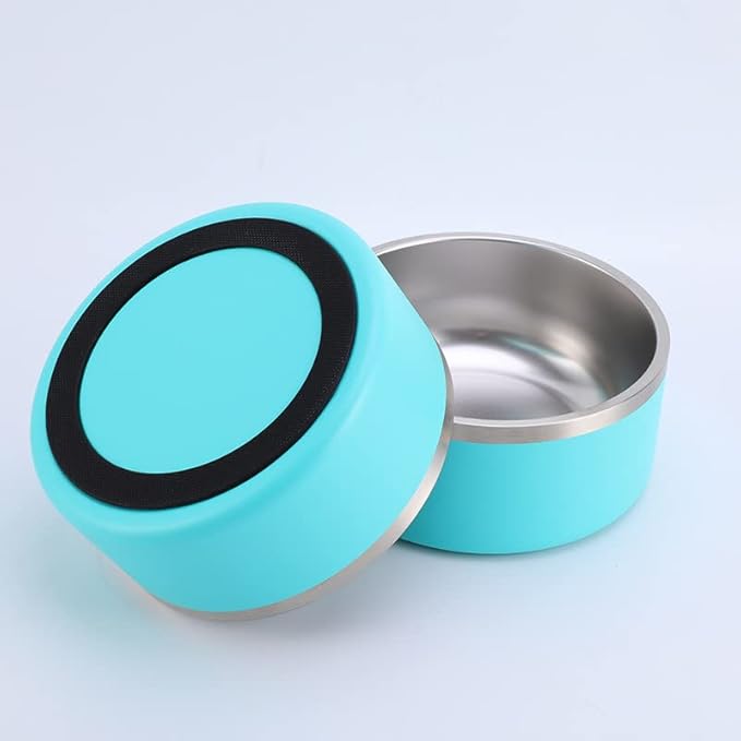 Dog Bowl - Vacuum Insulated Keeps Water Cool, Non-Slip Base, Easy Clean Interior, Durable Stainless Steel, Multiple Colors, Ideal for Travel, 32 Oz - Pet Bowl (Light Blue)