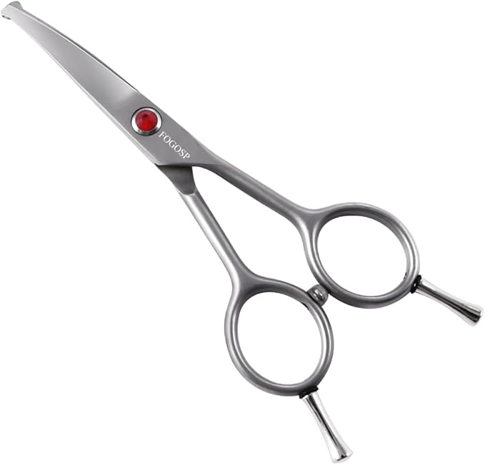 4.5" Curved Dog Scissors for Grooming Face and Paws with Safety Round Tip for Small Dogs Face Paw Ears Trimmer Professional Small Cat Grooming Shears (4.5" Curved, Gray)