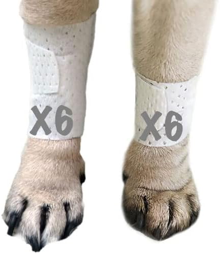 Basic Leg Bandages for Dogs, Cats, Pets -First- aid Non Adhesive Fur Friendly, Soft Stretch Wound Care, hot Spots, Fungus, Adjustable Fastening Strap Value Pack (2XS/XS 12-Pack)