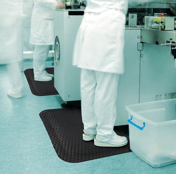 American Floor Mats Hog Heaven 5/8 inch Black & Yellow Border 3' x 12' Nitrile Backed Anti-Fatigue Comfort Mat