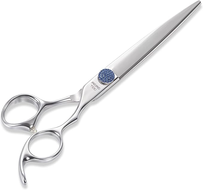 7.5'' Dog Grooming Scissors CNC 440C Blades Sharp and Durable Polished Straight Dog Shears with Blue Diamond Adustable Screws Easy to Use for Groomer and Home User