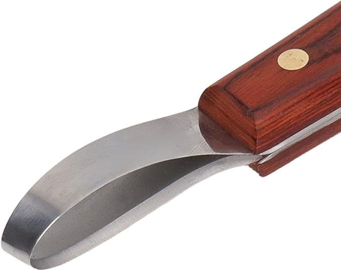 CHICIRIS Hoof Knife, Double Edged Hoof Trimming Knife with Wooden Handle Horse Farrier Tool, Stainless Steel Blade, Multifunctional Cow Horseshoe Knife for Hoof of Cows and Horses