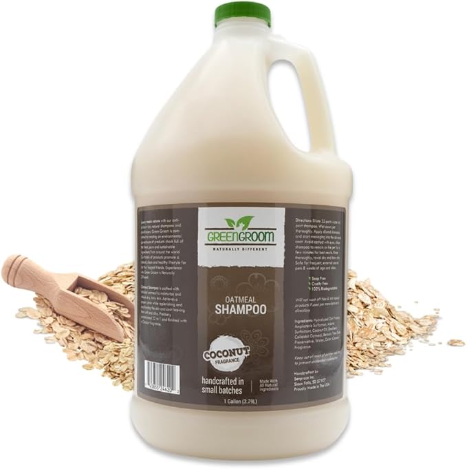 Green Groom Oatmeal Dog Shampoo, 1 Gallon - Natural Colloidal Oatmeal, Calms Dry Itchy Irritated Skin, Natural Ingredients, Moisturizes and Soothes The Skin and Coat, Professiona Grooming Grade