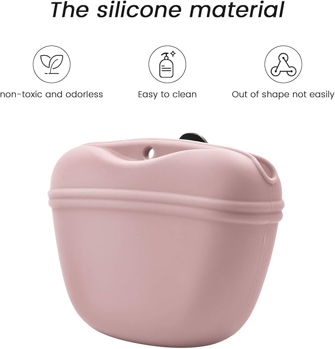 AUDWUD Silicone Dog Treat Pouch,With Dog Training Clicker,Clip on Portable Training Container,Convenient Magnetic Buckle Closing and Waist Clip