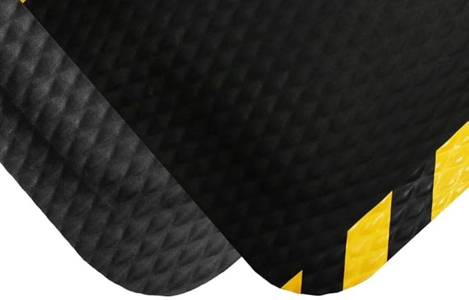 Hog Heaven 5/8 inch Black & Yellow Border 3' x 5' Nitrile Backed Anti-Fatigue Comfort Mat