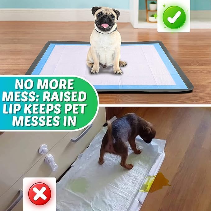 TidyFriend Dog Pad Holder Tray for 30 x 36 Inches Training Pads, Silicon Wee Wee Pad Holder, No Spill Pee Pad Holder for Dogs - Easy to Clean and Store Perfect for Dog Potty Tray (Grey)