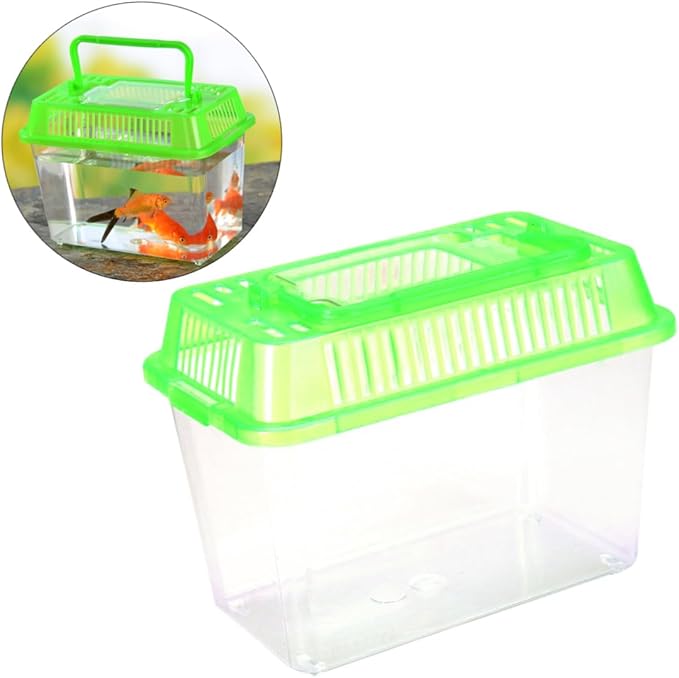 Betta Fish Tank LED Fish Tank Plastic Aquarium Gallon Fish Bowl Small Betta Tank Fish Box with Portable Goldfish Bowl Frog Suite Travel Green Portable Fish Tank Travel