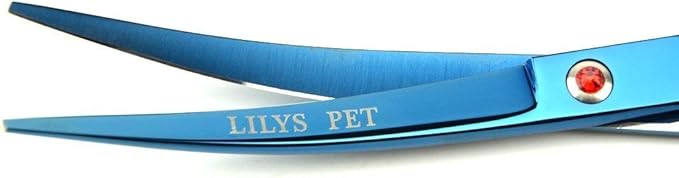 LILYS PET Professional PET Grooming Scissors Kit,Coated Titanium,Sharp and Strong Stainless Steel Blade for Dogs Cats Hair Cutting,3 Pieces of Scissors with a Comb and a Case (8.0 inches, Blue)