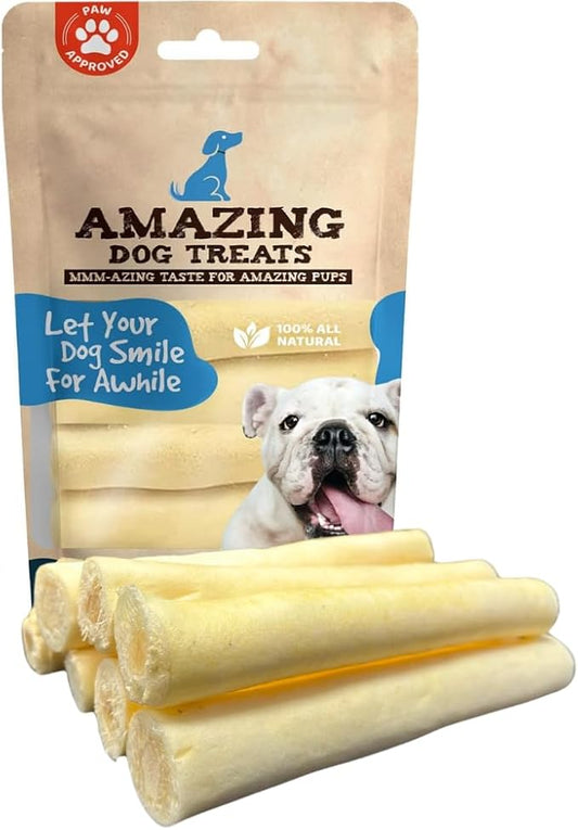 Amazing Dog Treats - 6 Inch Cow Tail Dog Chew- Thick - (10 Pcs/Pack) - Premium Quality - Sourced from Grass Fed Cattle - Long Lasting Dog Chew- Rawhide Alternative