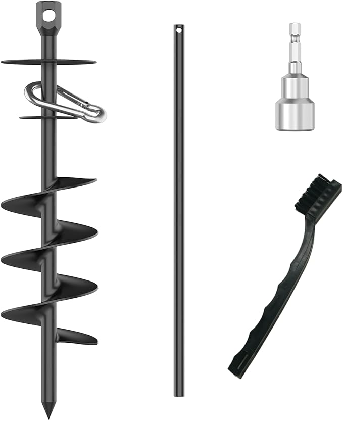 Dog Tie Out Stake, Heavy Duty Dog Tie Out Stake for Large Dogs up to 210 lbs, Ground Anchor for a Dog Cable, Leash, Lead Tether, Dog Accessories Trampoline Stakes 1-Pack (Black)