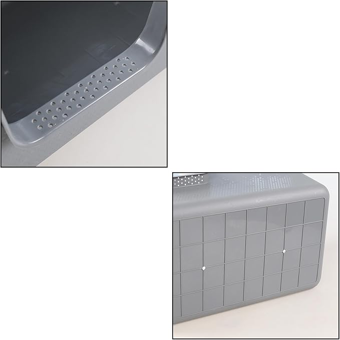 4 Packs Large Cat Litter Box with High Sides, Grey Open Top Cat Litter Basin
