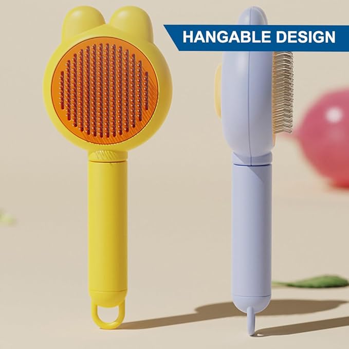 Cat Brush for Short or Long Haired Cats Dogs Rabbits, Cute Dog Brush with Release Button for Massage and Removes Loose Fur