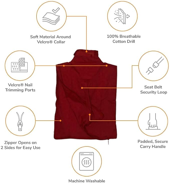 Cozy Comfort Carrier - X-Large Soft Red Cat Carrier and Cat Restraint Bag for Nail Trimming, Vet Visits, Medication Administration, Dental Care, and Travel