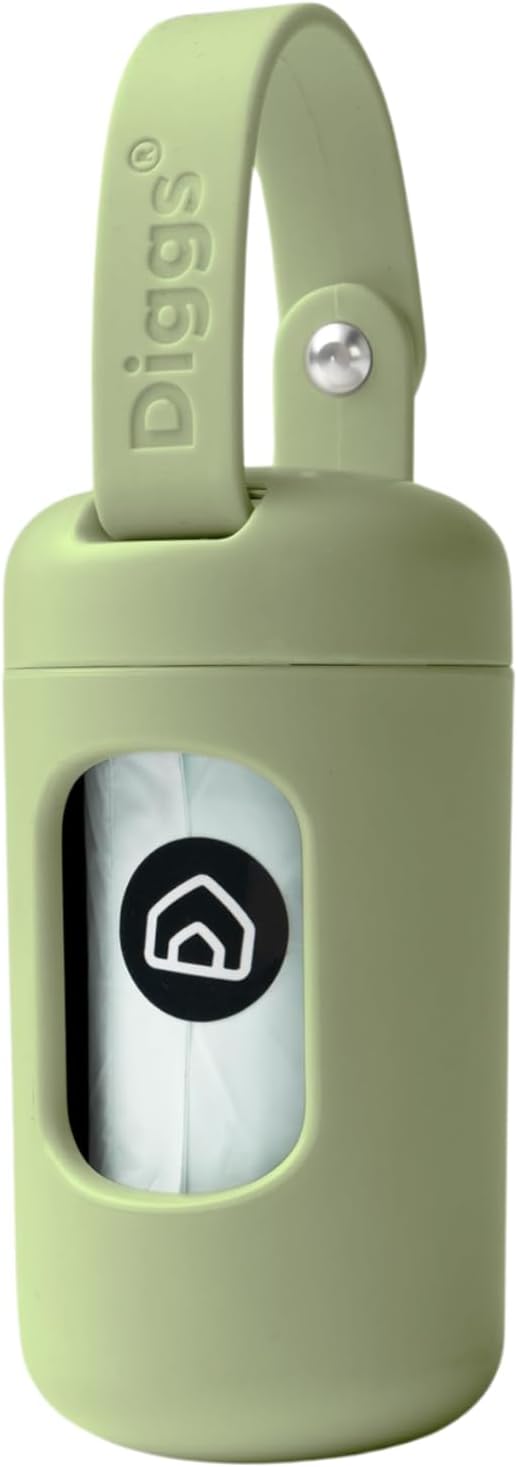DIGGS Dog Poop Bag Dispenser for Leash - Premium Dog Waste Bag Holder with Easy One-Hand Dispensing (Sage)