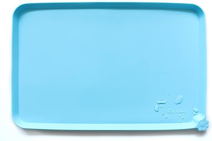 Hoki Found X-Large Silicone Pet Food Mats Tray - Non Slip Pet Dog Cat Bowl Mats Placemat - Dog Pet Cat Feeding Mat - Waterproof Dog Cat Food Mats -Pet Water Mats for Carpet - Arctic