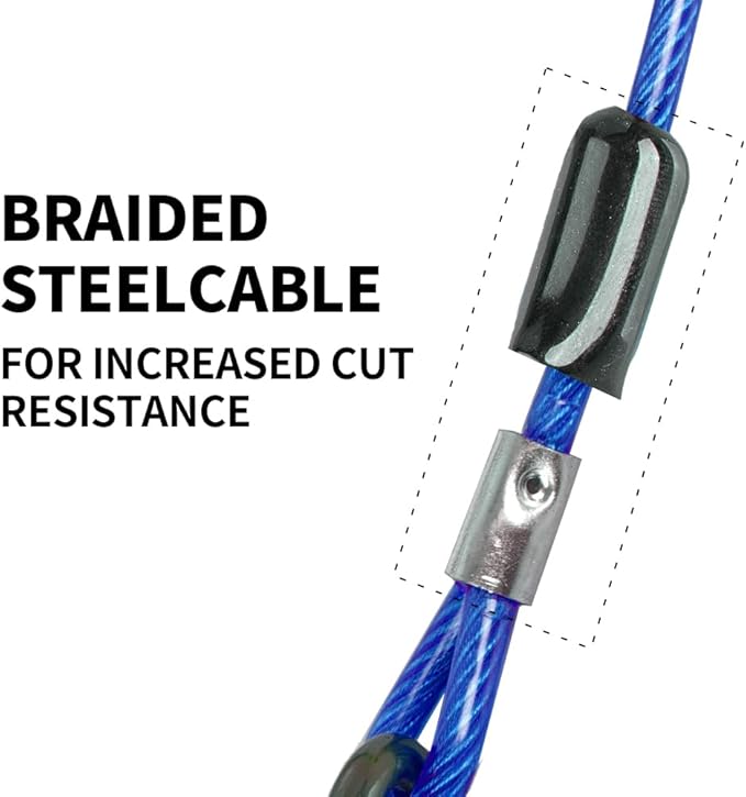 Dog tie Out Cable, 10/20/25/30/50/70/100 feet, Suitable for Dogs up to 350 pounds, Dog Cable with Swivel Buckle, Lightweight, Non-Winding, for Outdoor Camping, Yard Dog Cable (Blue, 70FT)