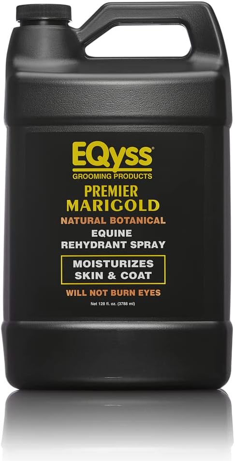 EQyss Premier Marigold Equine Coat Conditioning Spray - Moisturize Horse's Skin & Coat, Add Shine, Detangle, Repel Dirt & Dust, Silicone-free (128 oz)