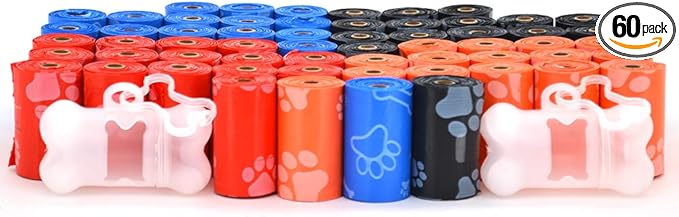 Best Pet Supplies Dog Poop Bags (900 Bags) for Waste Refuse Cleanup, Doggy Roll Replacements for Outdoor Puppy Walking and Travel, Leak Proof and Tear Resistant, Thick Plastic - Assorted Colors