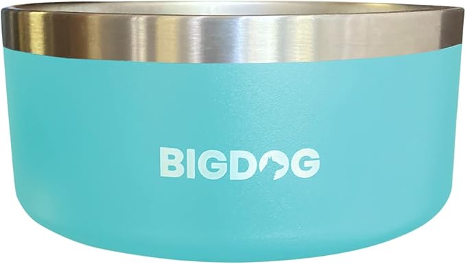 BIGDOG Stainless Steel Dog Bowl, 100 Ounces, Spill Proof, Large Dogs, Light Blue