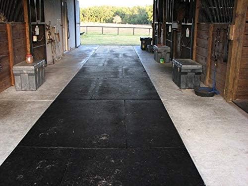 American Floor Mats - Heavy Duty Horse Stall Tiles - Thick, Durable Rubber Flooring - Solid Black - 6' x 6' Set of 9 Tiles (2' x 2' Each, 0.75" Thick)