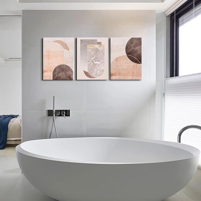 AHUASJART Boho Wall Decor Living Room Canvas Wall Art For Office Large Size Wall Decorations For Bedroom Modern Abstract Geometry Paintings Canvas Pictures Artwork Inspirational Home Decor 3 Piece