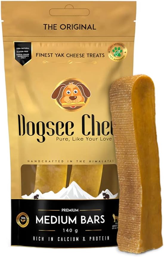 Dogsee Original Himalayan Yak Chews for Dogs (Medium - 2 Bars) | 100% Natural | Dog Treats Healthy | No Grain, No Gluten | for Teeth Cleaning