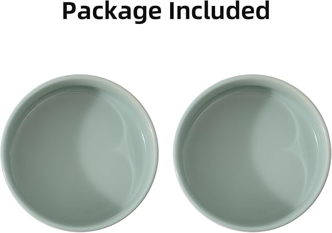 Ceramic Set of 2 Dog Bowls, Food and Water Bowls for Dogs, Puppy, 2pcs Dog Dishes, Pet Feeder(6inch, 2 x Light Green Bowls)