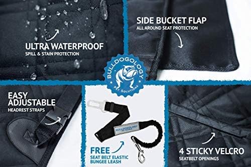 Bulldogology Dog Car Seat Cover 64"x60" Waterproof Heavy Duty Bench Dog Hammock Backseat Protector from Hair, Muddy Paws, Scratches - Pet Car Seat Cover for Cars Trucks SUVs (X-Large)
